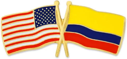 Vista 84 de PinMart Pin de solapa esmaltado con bandera de la amistad cruzada de Estados Unidos y el mundo