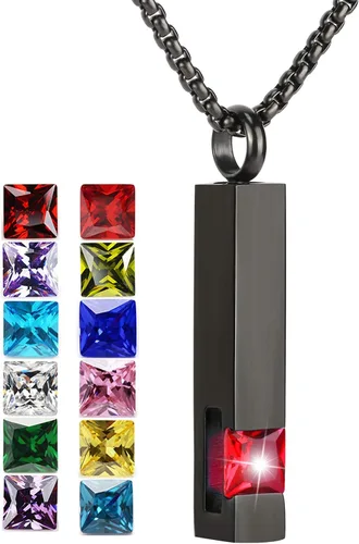 Vista 62 de YOUFENG collar con urna para cenizas, cubos de piedras natales, urna para cenizas humanas, collar de urna de cremación, relicario, recuerdo