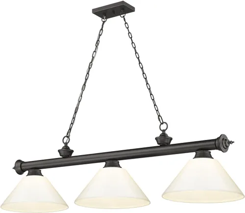 Vista 9 de Z-Lite 2306-3BP-PWH - Colgante de billar con cordón, 3 luces, 180 vatios totales, chapado en bronce