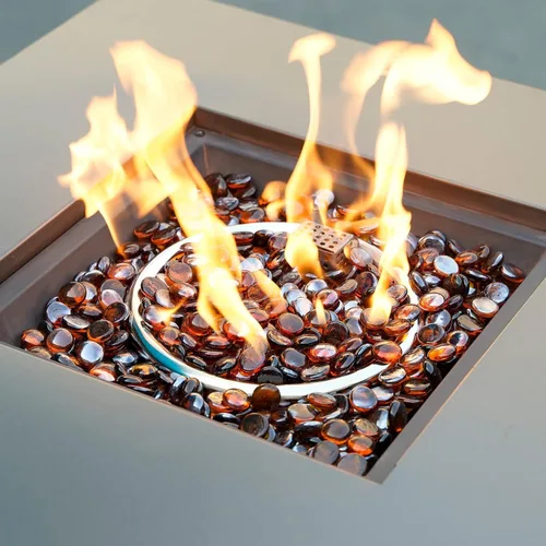 Vista 6 de onlyfire Cuentas de vidrio planas para hoguera de propano, rocas de vidrio reflectantes de 1/2 pulgada, canicas planas de 10 libras para chimenea