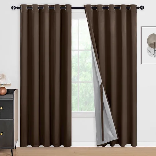 Vista 31 de DWCN - Cortinas 100% opacas para dormitorio con forro negro, cortinas de ventana de doble capa con aislamiento térmico que oscurecen toda la Azul