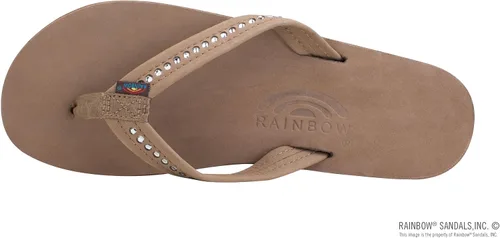 Vista 3 de Rainbow Sandals Cuña de piel de cuatro capas para mujer - Correa de 34" con cristales Swarovski