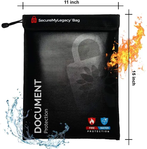 Vista 5 de Secure My Legacy - Bolsa ignífuga: bolsas impermeables e ignífugas para documentos, soporte para documentos con almacenamiento resistente al fuego