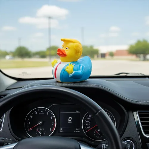Vista 3 de Trump - Pato de goma para bebé, juguetes de baño, patos de goma, juguete divertido para niños, regalo para baño, pato, decoración de coche, regalos
