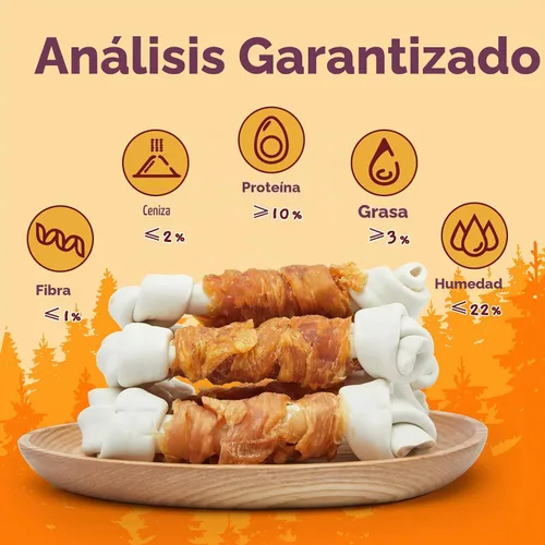 Vista 2 de Jungle Calling Huesos de perro sin cuero crudo, huesos masticables envueltos de pollo real de 6.5 pulgadas para perros medianos y grandes golosinas