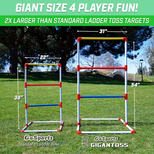 Vista 2 de GoSports Juego de lanzamiento de escalera prémium para exteriores con 6 bolos, estuche de transporte de viaje y rastreadores de puntuación, elige