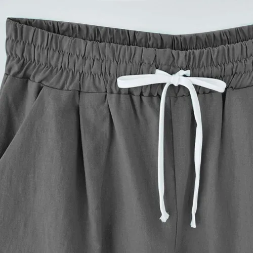 Vista 22 de Pantalones cortos sólidos con control de barriga, casuales, con cordón, cómodos, para mujer, pantalones cortos ligeros de verano para correr 2023