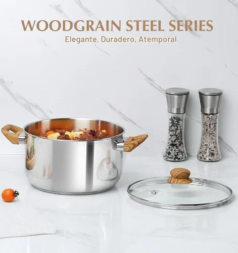 Vista 7 de Olla de acero inoxidable KOCH SYSTEME CS - Olla de inducción de acero inoxidable de 6 cuartos con tapa para pasta, sopa, espaguetis, ollas de sopa