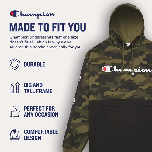 Vista 5 de Champion Hoodies for Men Big and Tall Mens Fleece Hoodie, Graphic Pullover