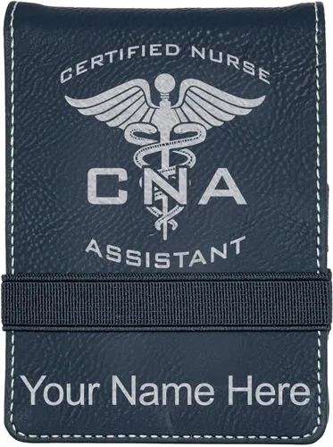 Vista 7 de LaserGram Mini padfolio con bloc de notas y bolígrafo, asistente de enfermera certificada por la CNA, grabado personalizado incluido (verde azulado)