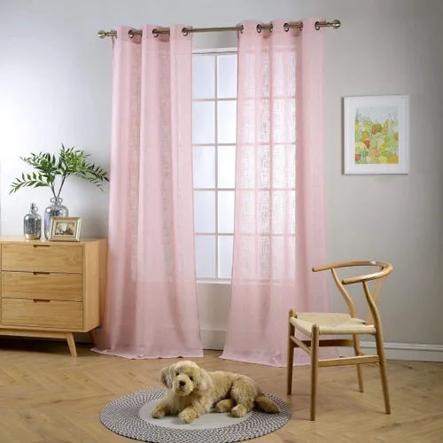 Vista 10 de Cortinas para sala de estar de 2 paneles (2 x 37 pulgadas de ancho), cortinas con textura de lino, con ojales, de la marca Miuco