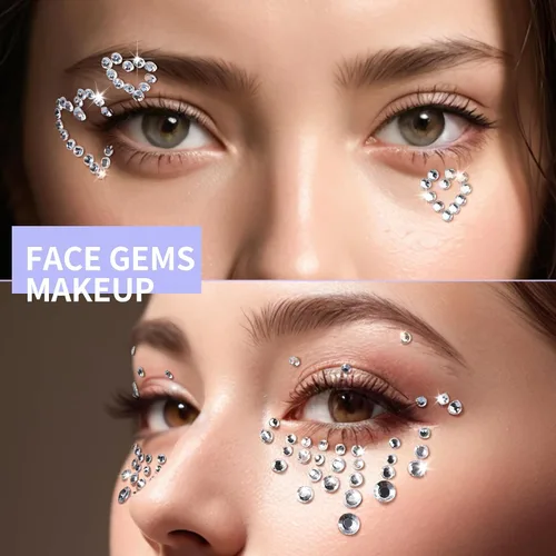 Vista 4 de Teenitor Gemas Faciales Perlas para el Cabello Diamantes de Imitación para Maquillaje Festival Joyas Faciales Joyas para el Cabello, 1300PCS