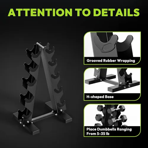 Vista 6 de HANDBODE Dumbbell Rack A Frame Weight Rack Stand Dumbbell Weight Storage for Home Gym, Space-Saving Weight Stand for Home Gym