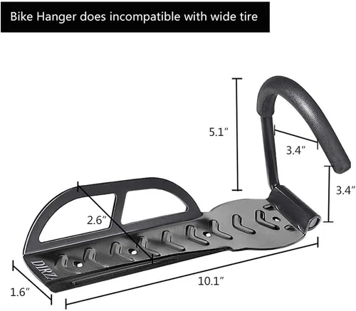 Vista 2 de Dirza Soporte de pared para bicicleta con bandeja para neumáticos, estante vertical para almacenamiento de bicicletas para interiores, garaje