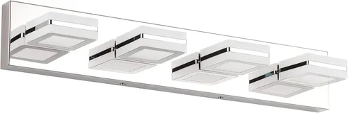 Vista 12 de Ralbay - Luces de tocador de baño de 5 temperaturas de color ajustables, negras, 4 luces, acrílicas, modernas, LED, mate, accesorios de iluminación