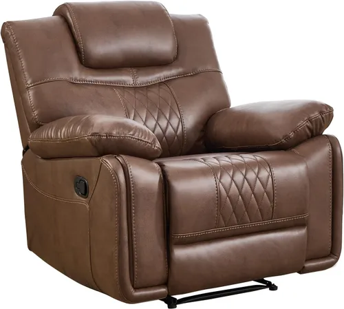 Vista 8 de EBELLO Silla reclinable manual de piel sintética, sofá reclinable con cómodos reposabrazos y respaldo, sofá individual para sala de estar