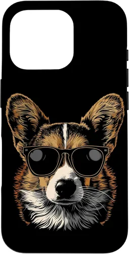 Vista 17 de iPhone 16 Corgi con gafas de sol divertido perro mamá papá Corgi caso