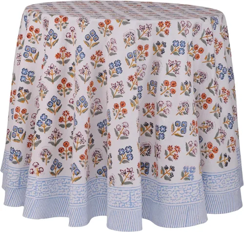 Vista 28 de ATOSII Mantel 100% algodón, Amara, floral, hecho a mano, rectangular, de lino, para cocina, comedor, fiestas, bodas, exteriores, picnics, Pascua