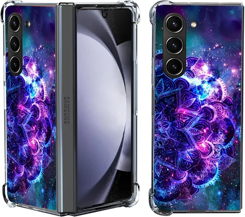 Vista 24 de Funda para Galaxy Z Fold 5, protección contra caídas de mandala de león colorido, a prueba de golpes, de cuerpo completo, resistente a los arañazos