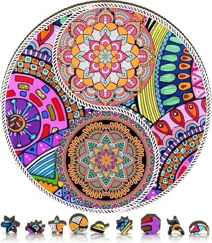 Vista 9 de ZenChalet Rompecabezas de madera de astrología para adultos, rompecabezas de madera con signos del zodiaco de bola de cristal, rompecabezas de arte