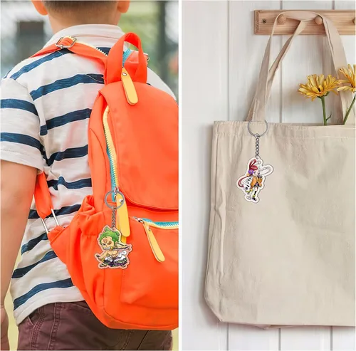 Vista 4 de Punchi - Llavero de pieza (6 piezas) para llaves, cartera, llavero de anime, fiesta de cosplay, suministros para niños, juego de regalos lindos