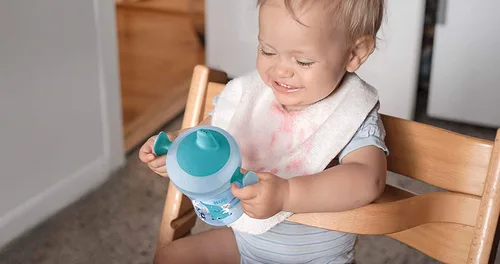 Vista 4 de NUK Evolution Soft Spout - Vaso para aprendizaje (mono azul, paquete de 2)