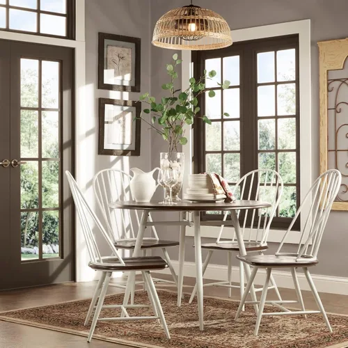 Vista 4 de Inspire Q Belita - Juego de comedor moderno de madera de dos tonos, 5 piezas, color negro y marrón