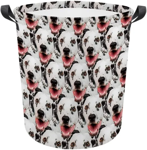 Vista 7 de Cesta de lavandería con cara de perro, cesta de lavandería plegable con asa de tela impermeable, caja de juguetes, cesta de almacenamiento de ropa
