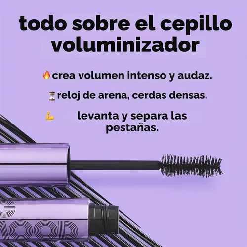 Vista 5 de e.l.f. Big Mood Máscara, crea instantáneamente pestañas largas, atrevidas y voluminosas, con cera de jojoba, color negro, 0.30 fl Oz Negro - Lavable
