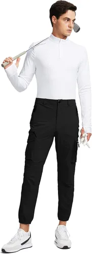 Vista 5 de Pinkbomb Pantalones cargo de senderismo para hombre con 7 bolsillos, ajustados, elásticos, para trabajo, viajes, golf, pantalones deportivos