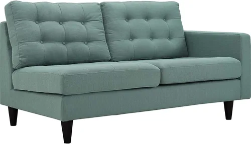 Vista 35 de Sofá esquinero Modway Empress, estilo de mediados de siglo, tapizado de tela en avena, Tela, Celeste