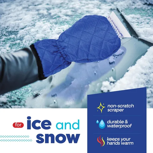 Vista 2 de SCRUBIT Rascador de hielo con guante, raspador de parabrisas de automóvil para hielo y nieve con guante de forro polar, raspa y quita la nieve