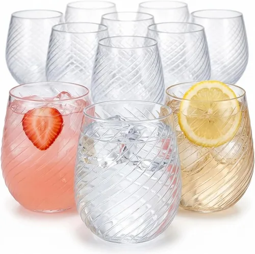 Vista 8 de Oojami 40 vasos de whisky irrompibles de vino sin tallo de 10 onzas 10 onzas - Transparente