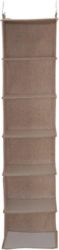 Vista 5 de Household Essentials Organizador de armario colgante de 6 estantes, estante colgante de armario, estantería de tela de lino y PEVA, beige