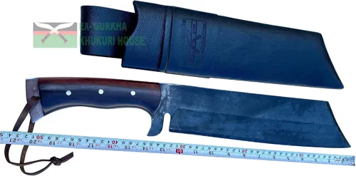 Vista 6 de EGKH-14 - Cuchillo de machete libre de óxido, hoja forjada a mano de espiga completa, khukuri o khukris, hecho a mano en Nepal