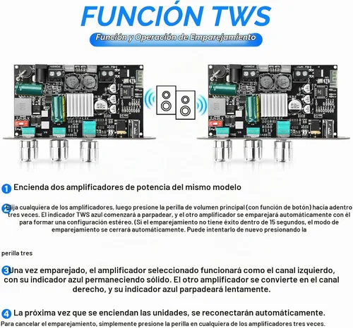 Vista 2 de Daakro 2 unidades ZK-1001U Mono Bluetooth Amplificador Board w/TWS, 100W Pico Power Home Audio Amplificador de Audio, Amplio Voltaje Entrada 9-24V