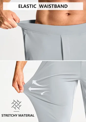Vista 3 de Pantalones deportivos para hombre con bolsillos con cremallera, pantalones elásticos para correr, golf, entrenamiento, gimnasio, para hombre