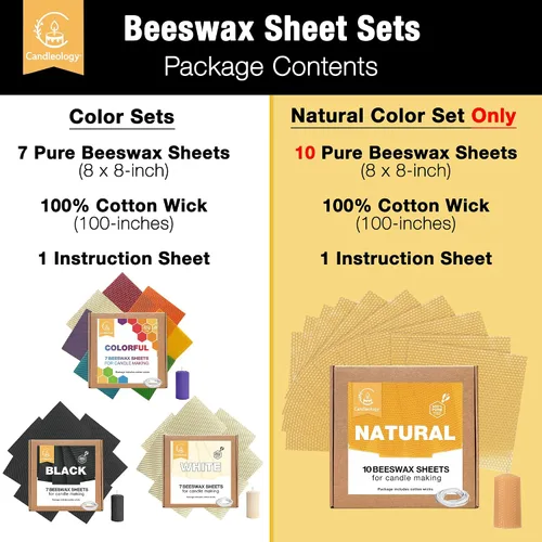 Vista 8 de Hojas de cera de abeja negra para hacer velas, kit de fabricación de velas de cera de abeja orgánica para adultos y niños, juego de manualidades