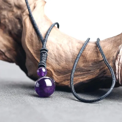 Vista 4 de iSTONE Collar unisex con dije de cuentas redondas auténticas, cadena de cuerda negra de 24 pulgadas para hombres y mujeres