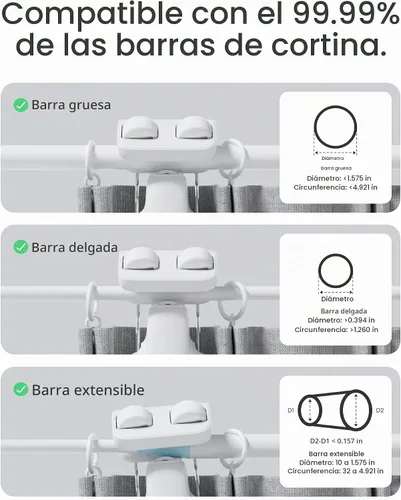 Vista 5 de SwitchBot - 2 paquetes de abridor de cortinas inteligente automático con Hub3 - Control remoto Bluetooth con aplicación/temporizador, motor de alto