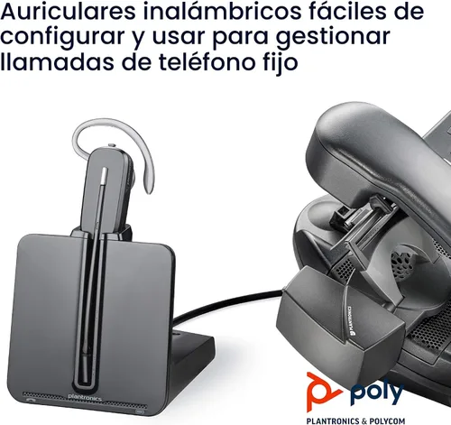 Vista 3 de Plantronics - Auriculares DECT inalámbricos CS540 (Poly) - Oreja única (Mono) Convertible (3 estilos de uso) - Se conecta al teléfono de escritorio