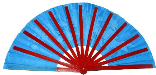 Vista 3 de Chino Kung Fu Tai Chi Fan Arts Dance/Practice Performance Bamboo Plegable Fan Peony Flower Pattern (azul)