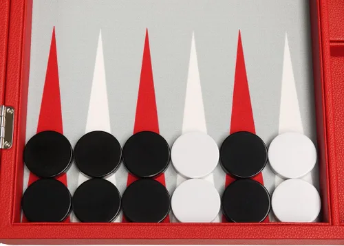 Vista 6 de Juego de Backgammon Premium de 19 pulgadas - Tamaño Grande - Red Board