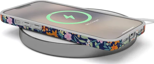 Vista 4 de Carcasa Casely para iPhone 13 Full Bloom Floral azul marino Compatible con MagSafe Diseño ultra delgado clásico Floración completa Floral