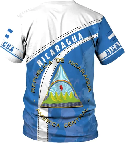 Vista 4 de Paniprints - Camisa personalizada de Nicaragua 3D, camisas con la bandera de Nicaragua, camisetas nicaragüenses, camisetas unisex para hombres