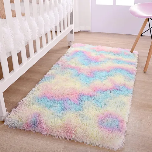 Vista 23 de AROGAN Alfombras suaves de 2 x 4 pies para dormitorio, alfombra mullida de felpa, alfombra peluda que no desprende para guardería, habitación