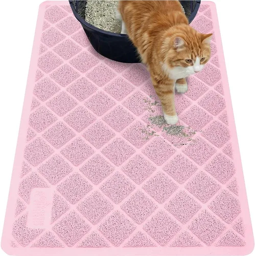 Vista 68 de GORILLA GRIP Tapete para caja de arena para gatos, resistente al agua, respaldo texturizado, fácil de limpiar, menos residuos y suelos limpios, 17 x