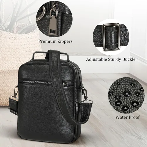 Vista 7 de Polare - Bolso de mensajero de cuero italiano de grano completo, estilo vintage, bolso cruzado al hombro, estilo casual, bolso de negocios