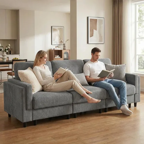 Vista 11 de KKL Sofá modular de 84 pulgadas, sofás de 3 plazas para sala de estar con almacenamiento, sofá modular de asiento profundo seccional, funda