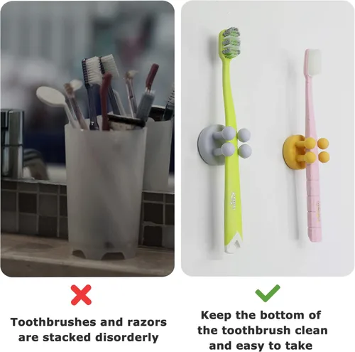 Vista 4 de 4 soportes de silicona para cepillos de dientes, gancho multifunción, impermeable, autoadhesivo, para cepillo de dientes, soporte para enchufe